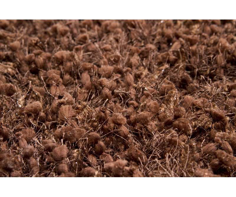 Tapis en polyester et viscose tissés à la main à poils longs Benson Authentic, Marron foncé, 5 pi x 7 pi 6 po