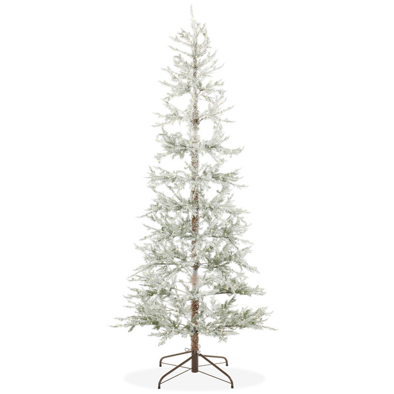 Pre-Lit Sparse Pine Flocked Artificial Christmas Tree with Stand, 7.5'