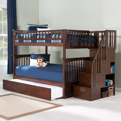 Blaisdell Solid Wood Storage Staircase Bunk Bed with Roll Out Trundle
