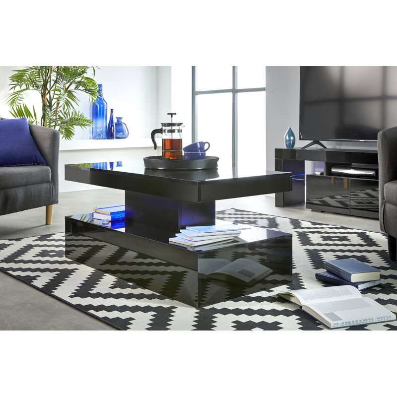 Amaarah Modern Coffee Table with Lights, Side Table, Black