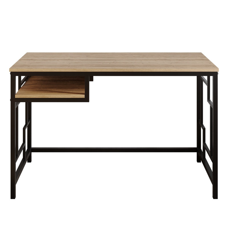 Edwin Metal Base Writing Desk, Walnut/Black