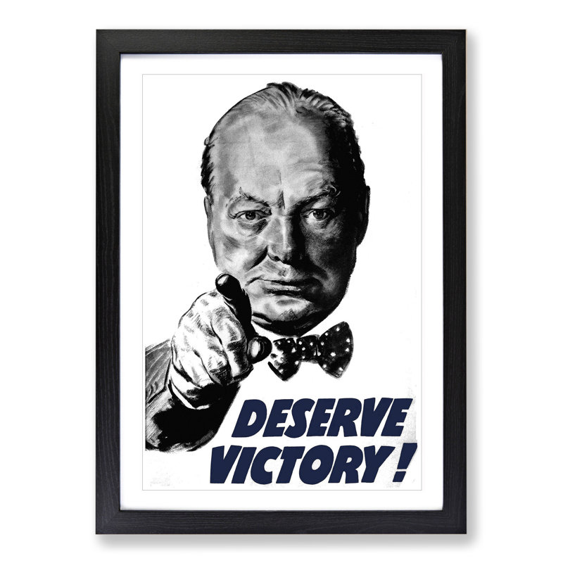 Winston Churchill War Recruitment - Picture Frame Graphic Art, 65cm H x 48cm W x 2cm D, Black Framed