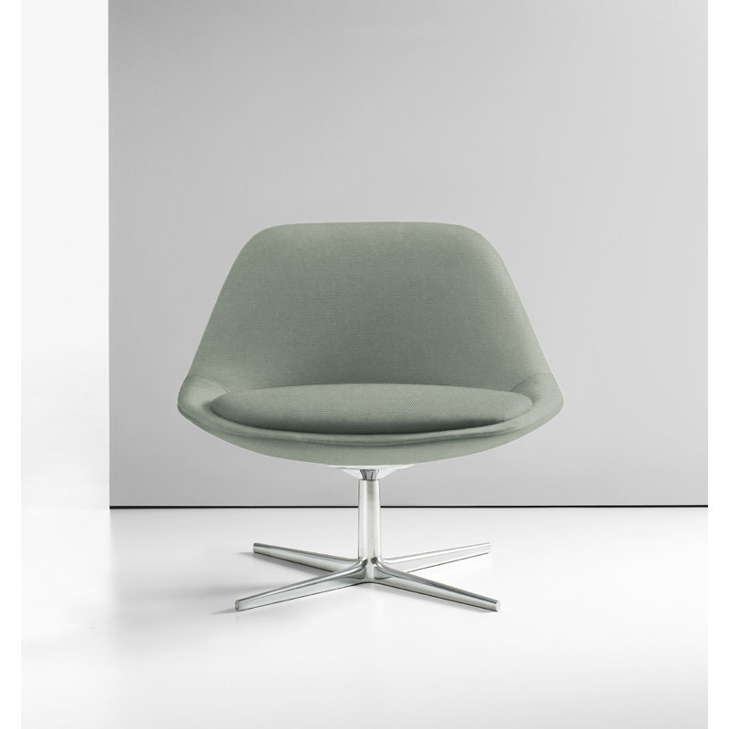 Chiara Lounge Chair, Polished Aluminum, Vella Peppercorn