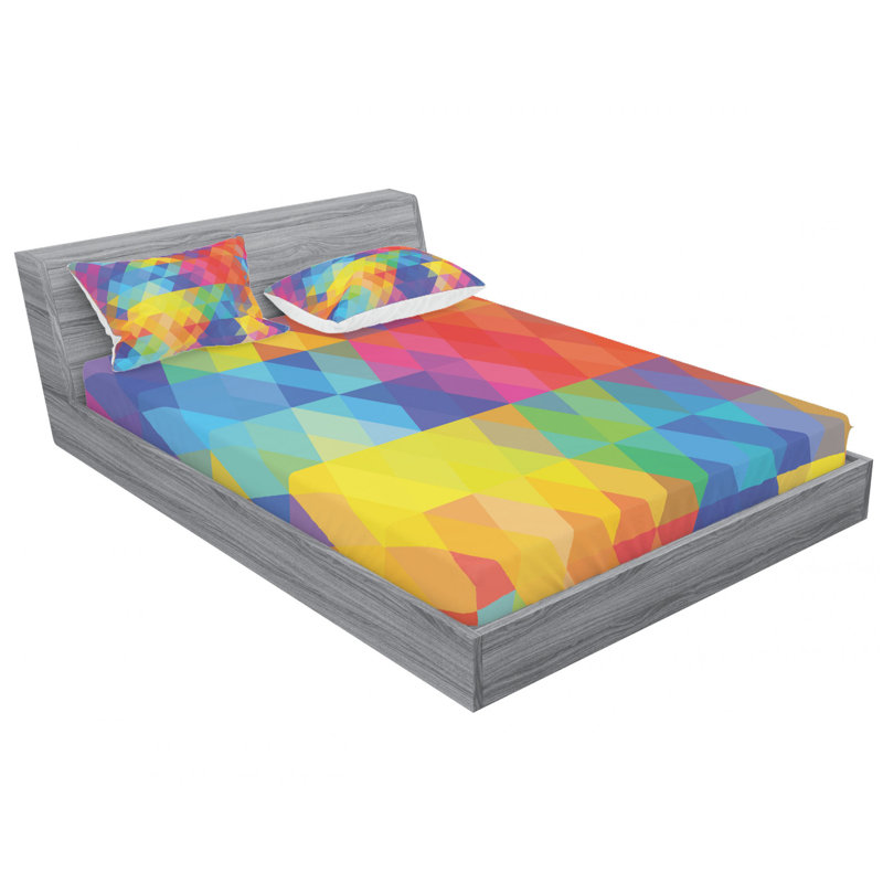 Microfiber Geometric Sheet Set, Queen Sheet Set with Fitted Sheet