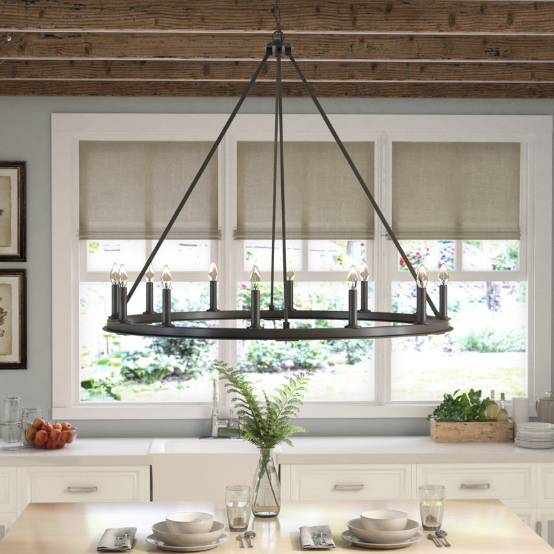 Pearson Dimmable Wagon Wheel Chandelier, 12