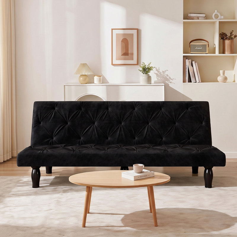 66 Inch Velvet Living Room Sofa, Black