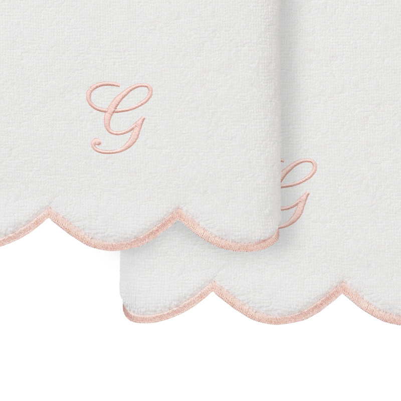 Ensemble de serviettes à main personnalisables 2 pièces Linorn Home Textiles 100% coton turc ADORNIA, G, Blanc / Rose