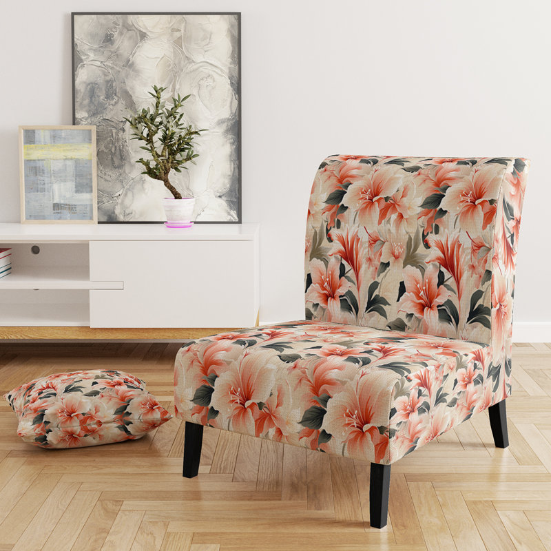 Fauteuil de chambre rembourré de style tropical délicat avec motif tropical délicat et motif de feuilles tropicales