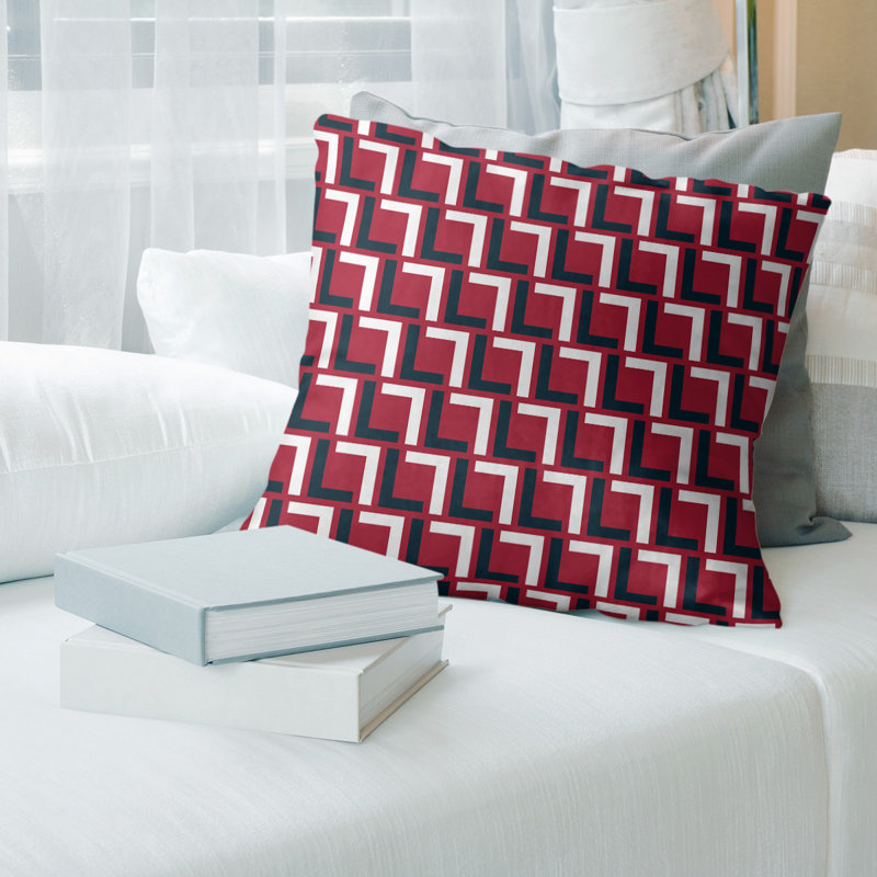 Housse de coussin Houston, 20 po X 20 po, Croisé en coton, Rouge / Noir / Blanc