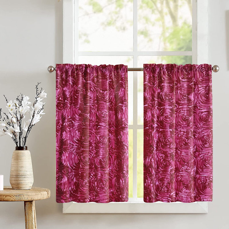 Rideau de café l 27 po Floral Tailored, Fuchsia