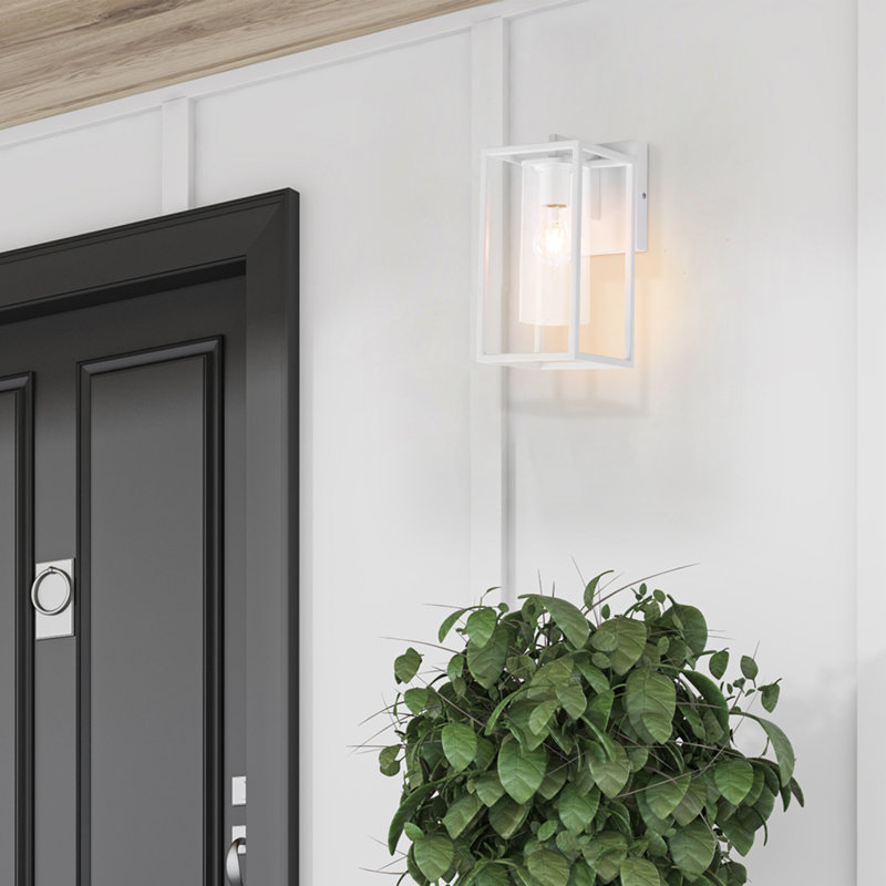 Tiernan 1-Light Outdoor Wall Lantern, 12.15" H x 5.75" W x 8.05" D, White