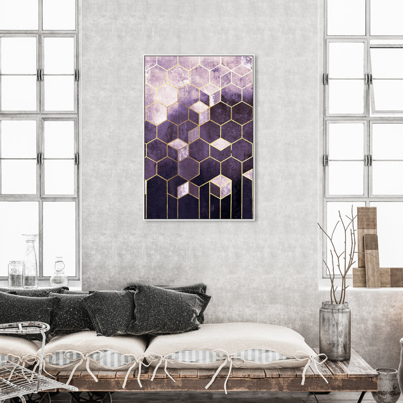 Mauves abstraits géométriques - impression, Toile blanche encadrée, H 45 po x l 30 po