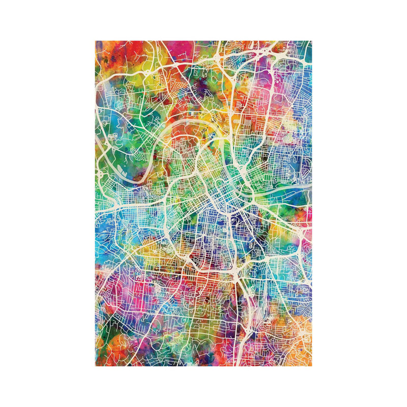 Nashville Tennessee City Map I by Michael Tompsett - Wrapped Canvas Gallery-Wrapped Canvas Giclée, 152.5 cm H x 101.5 cm W