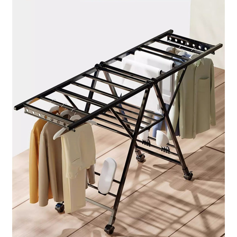 Séchoir à vêtements pliable et mobile pour l'intérieur, H 62,99 po x l 35,43 po x P 33,46 po, Noir, noir, noir, noir