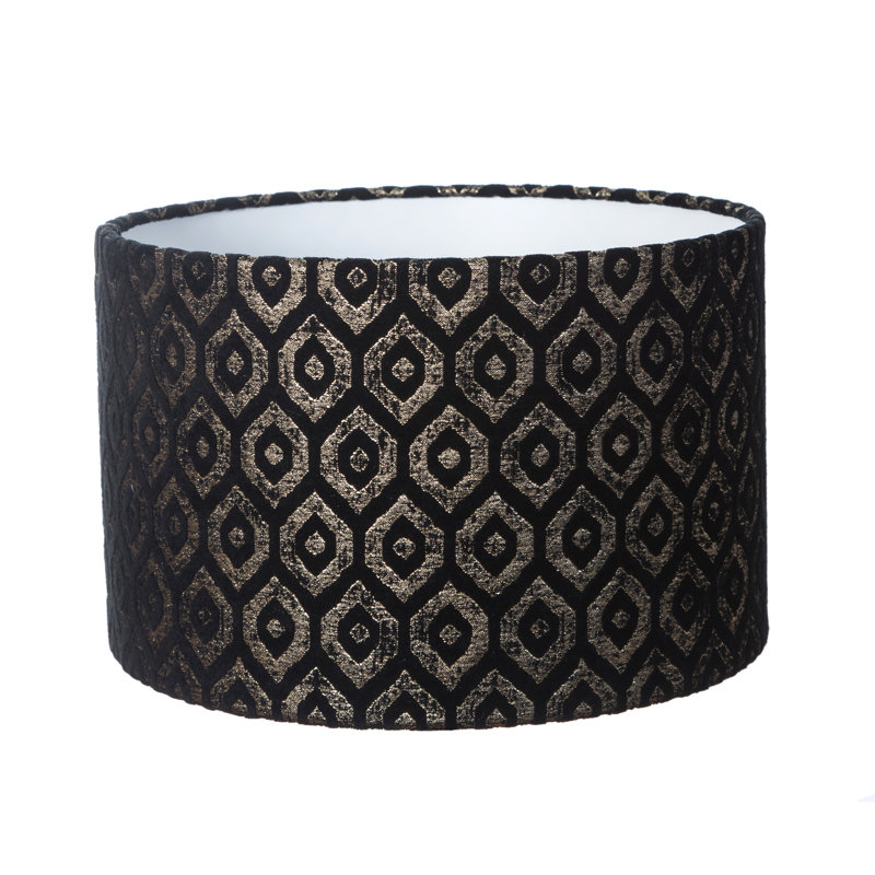 20cm H Velvet Drum Lamp Shade ( Screw On ), Black