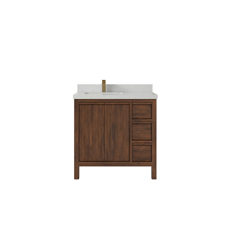 Ensemble de meuble-lavabo simple 36 po Elizabeth, Quartz de Carrare