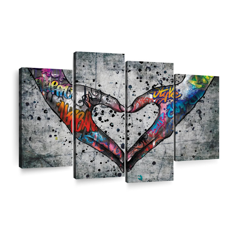 Impression sur toile Urban Love Heart, H 22 po x l 36 po x P 1 po