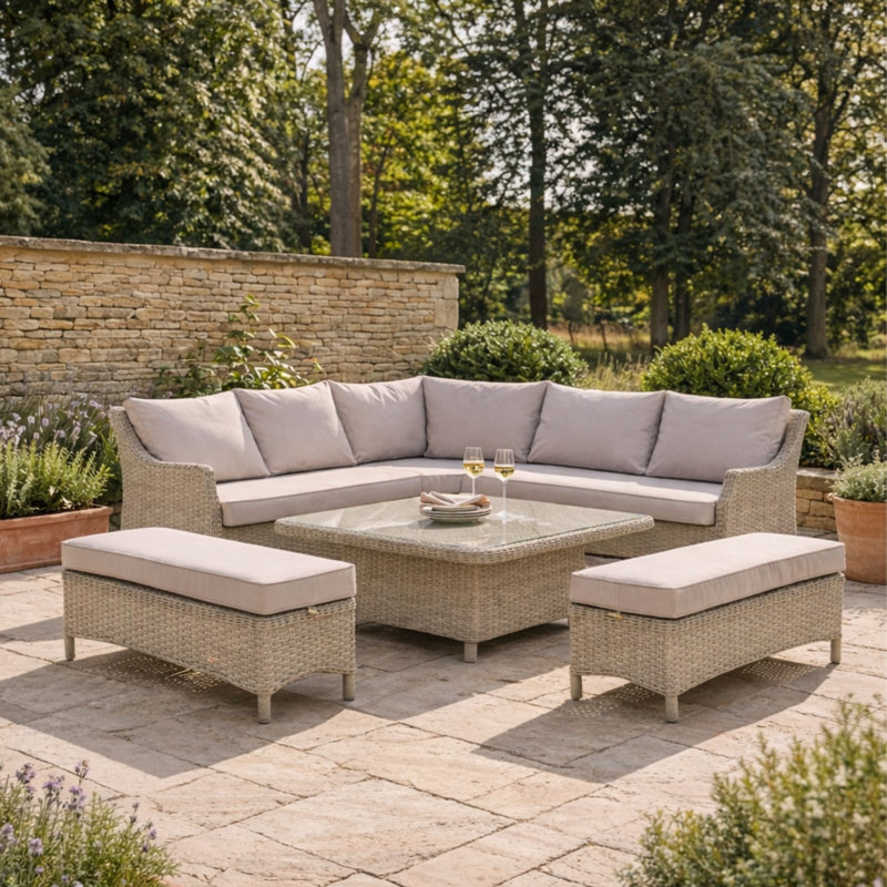 6 - Person Patio Dining Set with Square Table , Cushions Included
