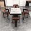Table de poker blanche et noire en pierre frittée carrée + bois massif-117093577