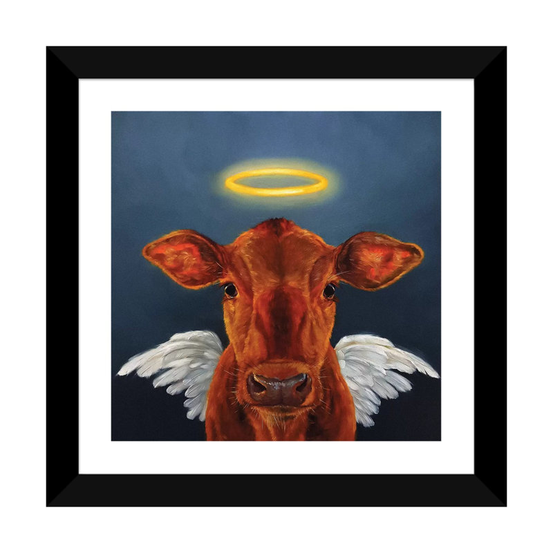 Sainte vache, art encadré, Papier encadré noir, H 16 po x l 16 po x p 1 po
