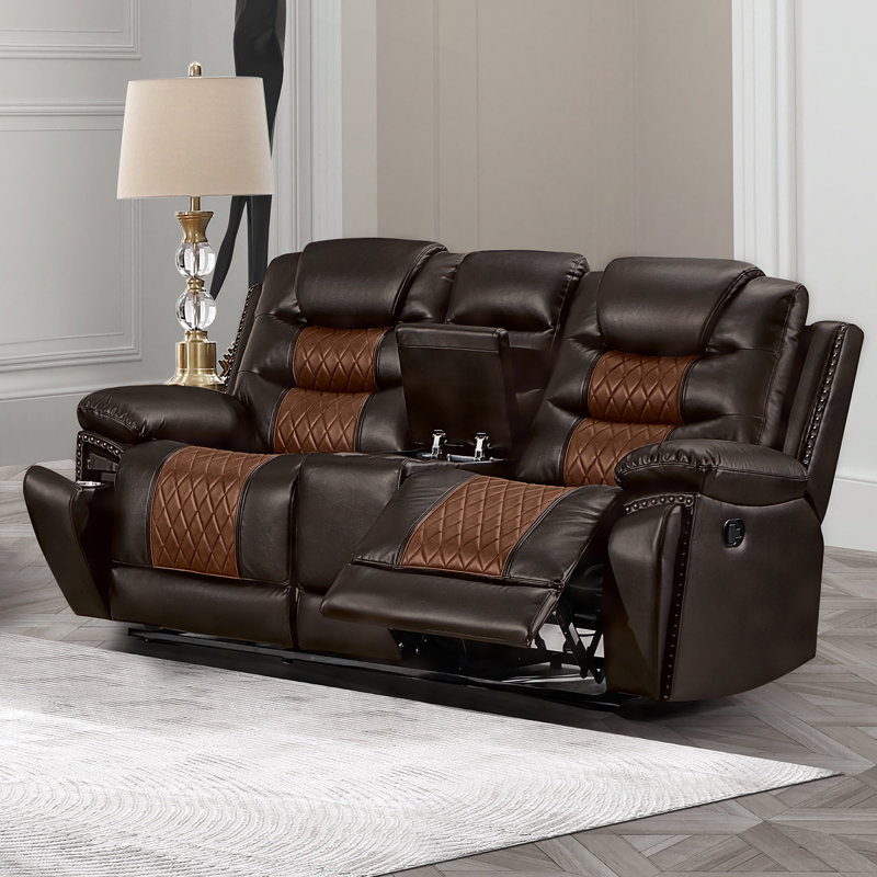 Riek 74.4'' Faux Leather Loveseat, Manual - Handle / Lever