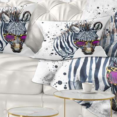 Coussin lombaire à aquarelle zèbre animal