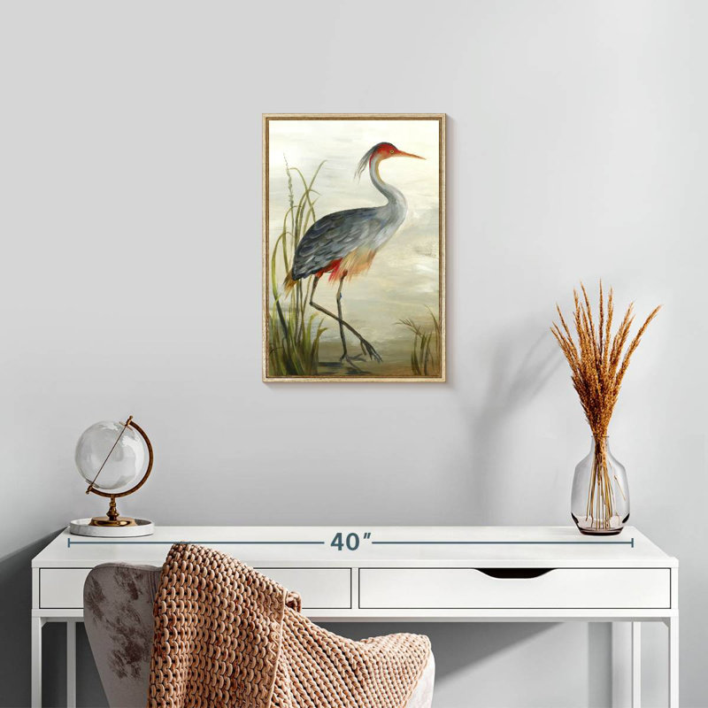 Héron cendré, Floating Frame Natural Wood, 13" x 19"
