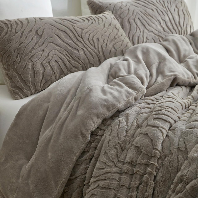 Coma Inducer Faded Zebra Taupe Oversized Comforter Set, King Comforter + 2 King Shams