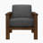 Bertolt 29.5" Mid-Century Modern Accent Chair with Textured Fabric Upholstery, Solid Rubberwood Frame, Foam Over Pocket Coils-1837331010