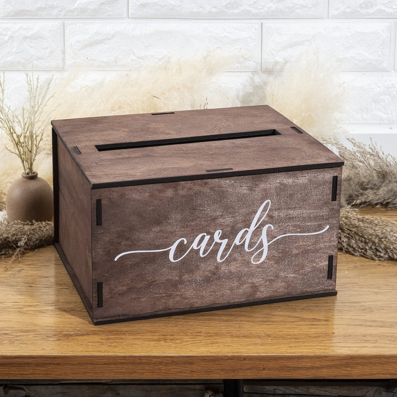 Boîte à cartes de mariage en bois avec fente et couvercle | Porte-enveloppe cadeau argent Grad | Décorations rustiques de souvenirs