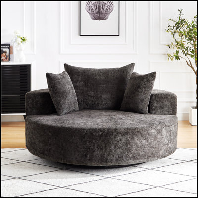 55 po L 55 po Chenille simple chaise pivotante à 360 degrés pour le salon, etc.