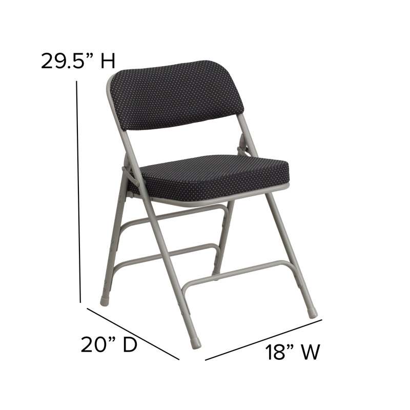 Chaise pliante recouverte en métal Oliverson, Black, H 7,5 po x l 37,75 po x P 26,5 po