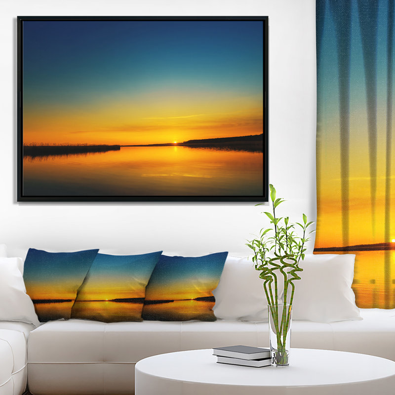 " Orange Sunset Over River ", 20" H x 40" W x 1" D