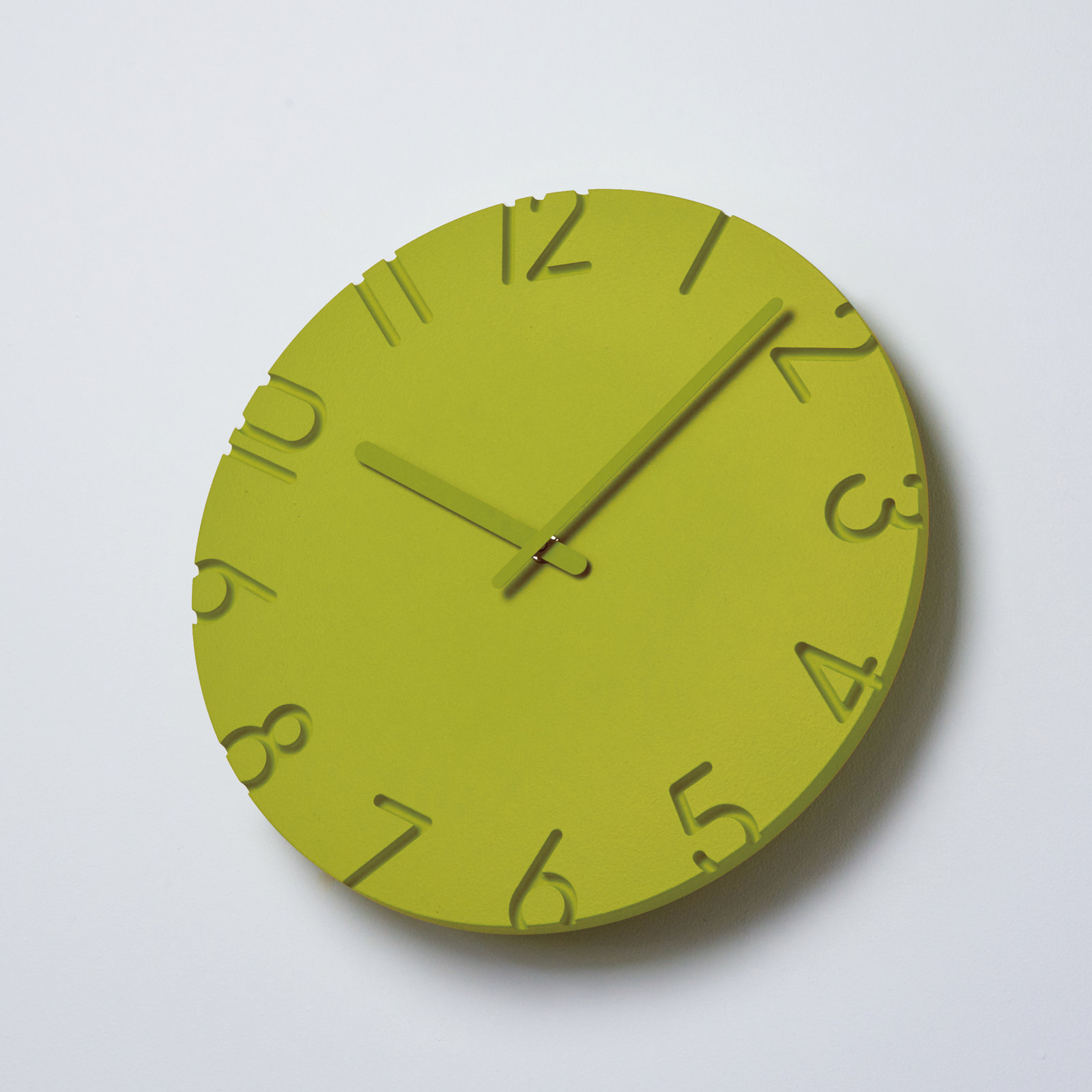 Lemnos CARVED Colored Clock, Green