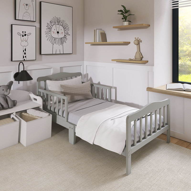 Classic Toddler Solid Wood Bed, Gray