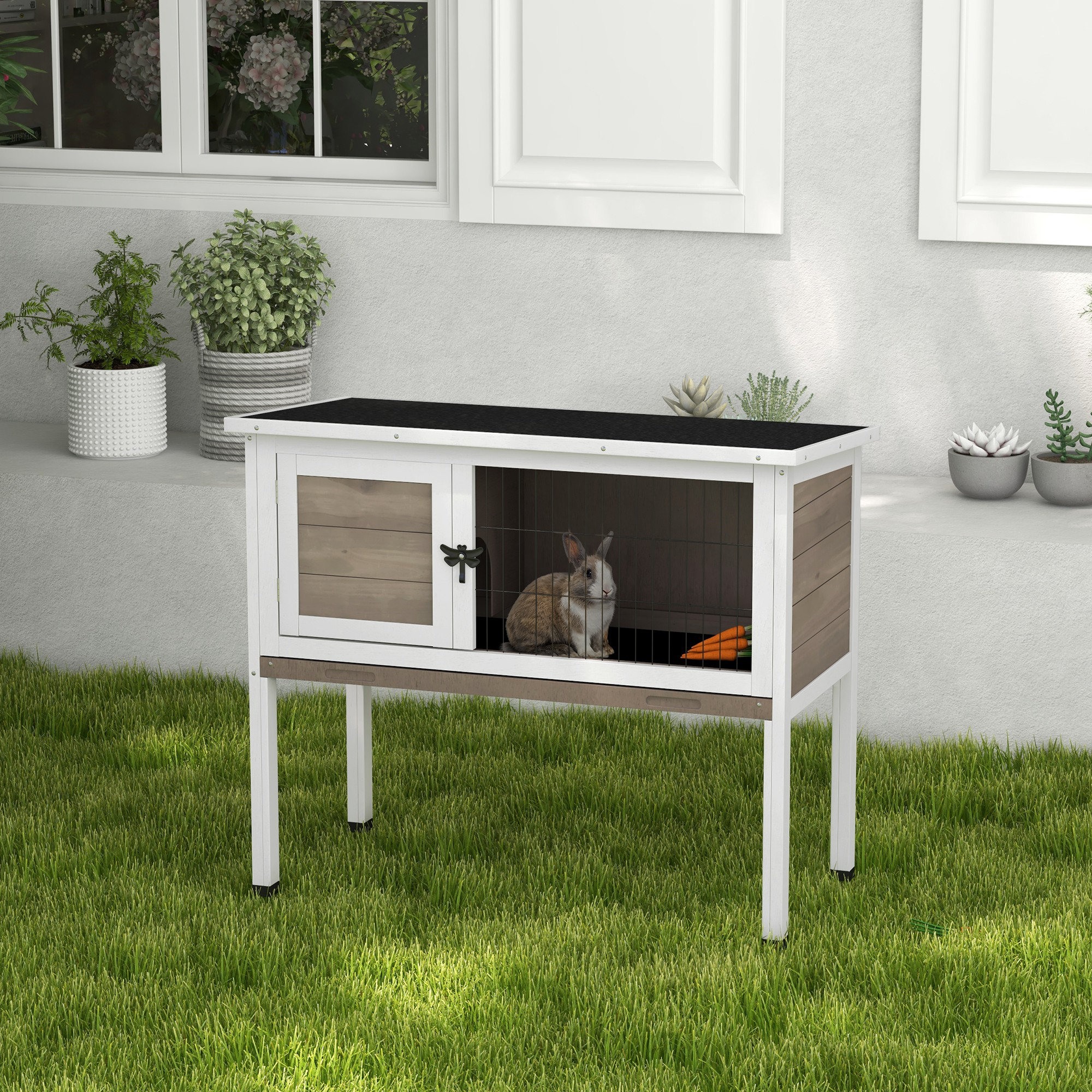Tucker Murphy Pet™ Elevated Wooden Rabbit Hutch And Bunny Cage With ...