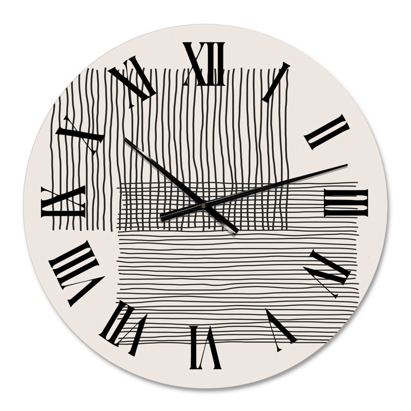 Minimal Geometric Lines and Squares II - Horloge murale moderne, Petit