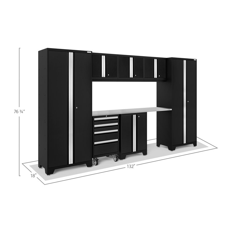 Armoire de rangement Bold Series, Acier inoxydable, Sept armoires, Noir