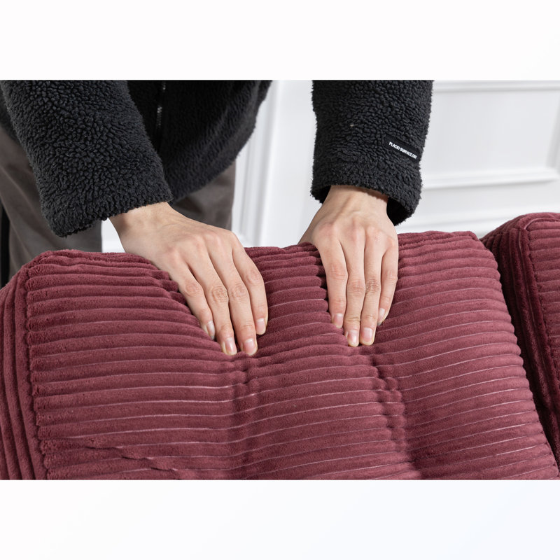Canapé-lit convertible avec coussins, Wine Red Corduroy