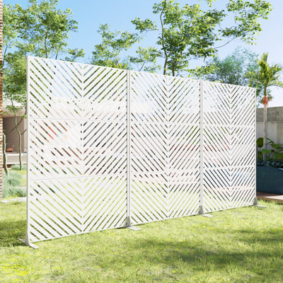 72"H×47"W×16"D Outdoor Metal Privacy Screen Garden Trellis Lattice Panel Fence Panel by Wooakway
