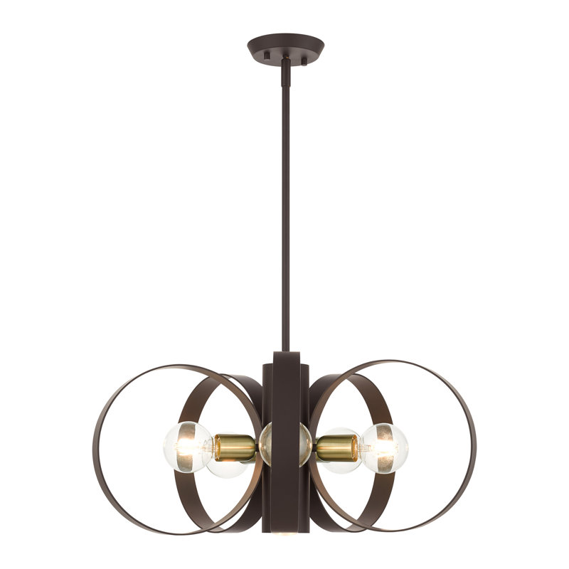 Lustre géométrique unique à 6 lumières Babara, Bronze