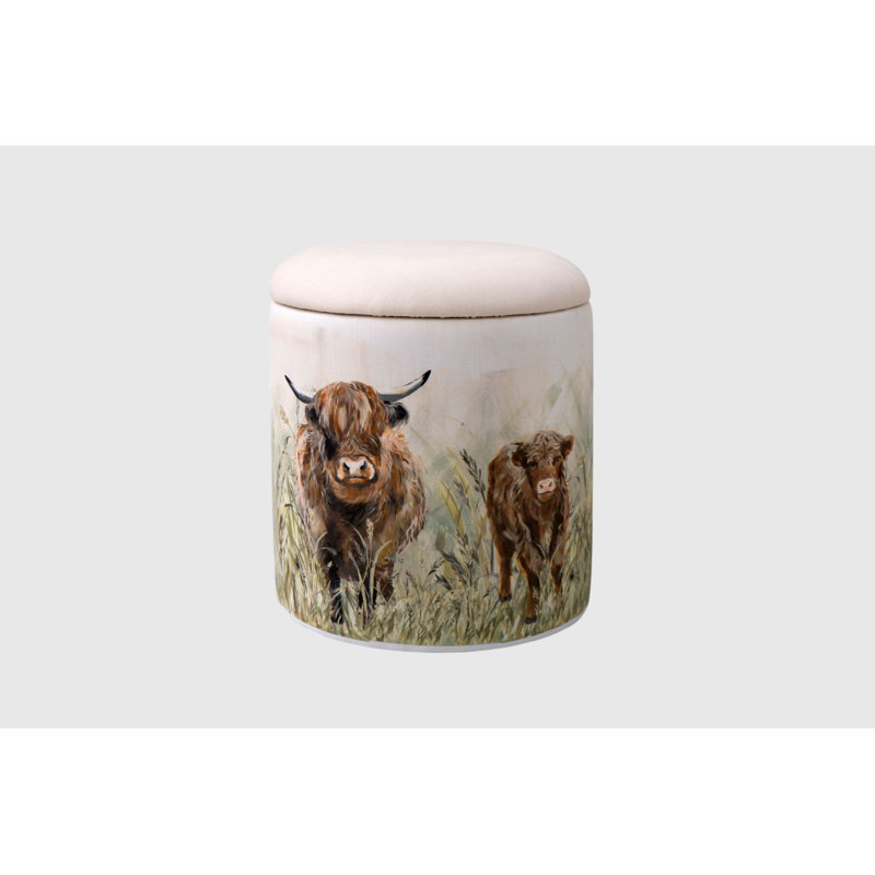 Claunch 40cm Wide Block Print Footstool Ottoman