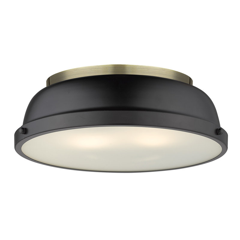 Plafonnier encastré 2 lumières Calico, Laiton vieilli, Noir mat