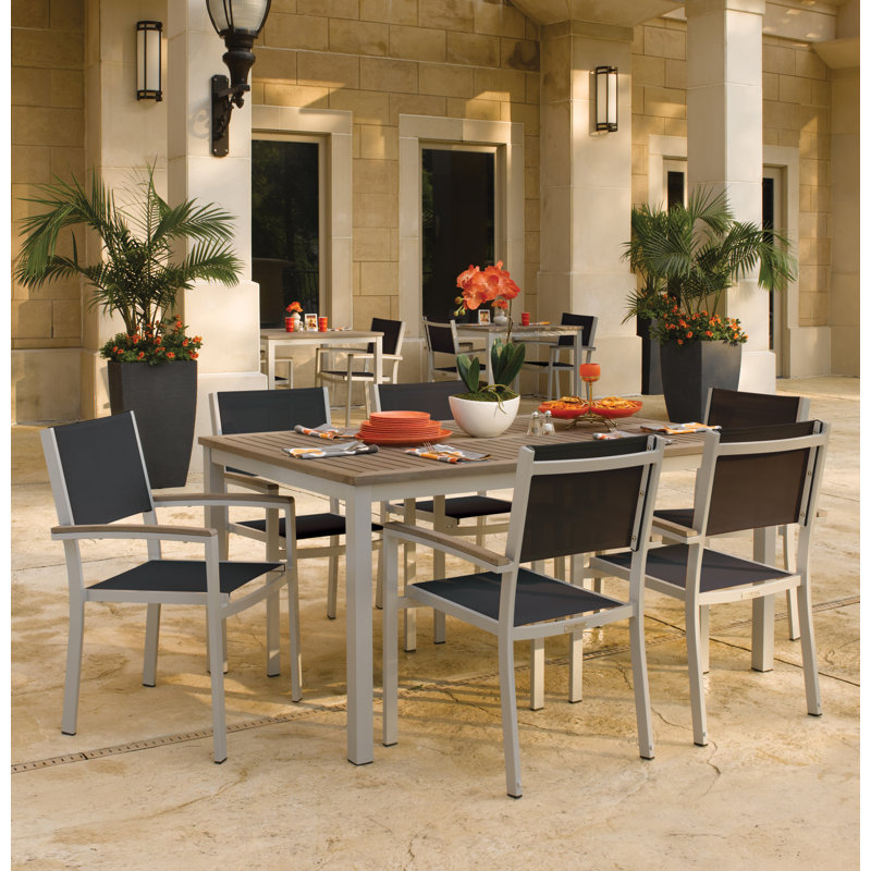 Travira 7-Piece Dining Set, Black, Vintage Teakwood