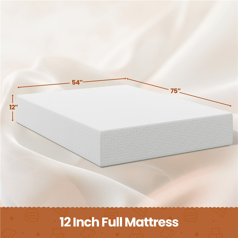 Multi-sized Medium Cooling Gel Memory Foam Mattress with Green Tea Scent, Full, 12"