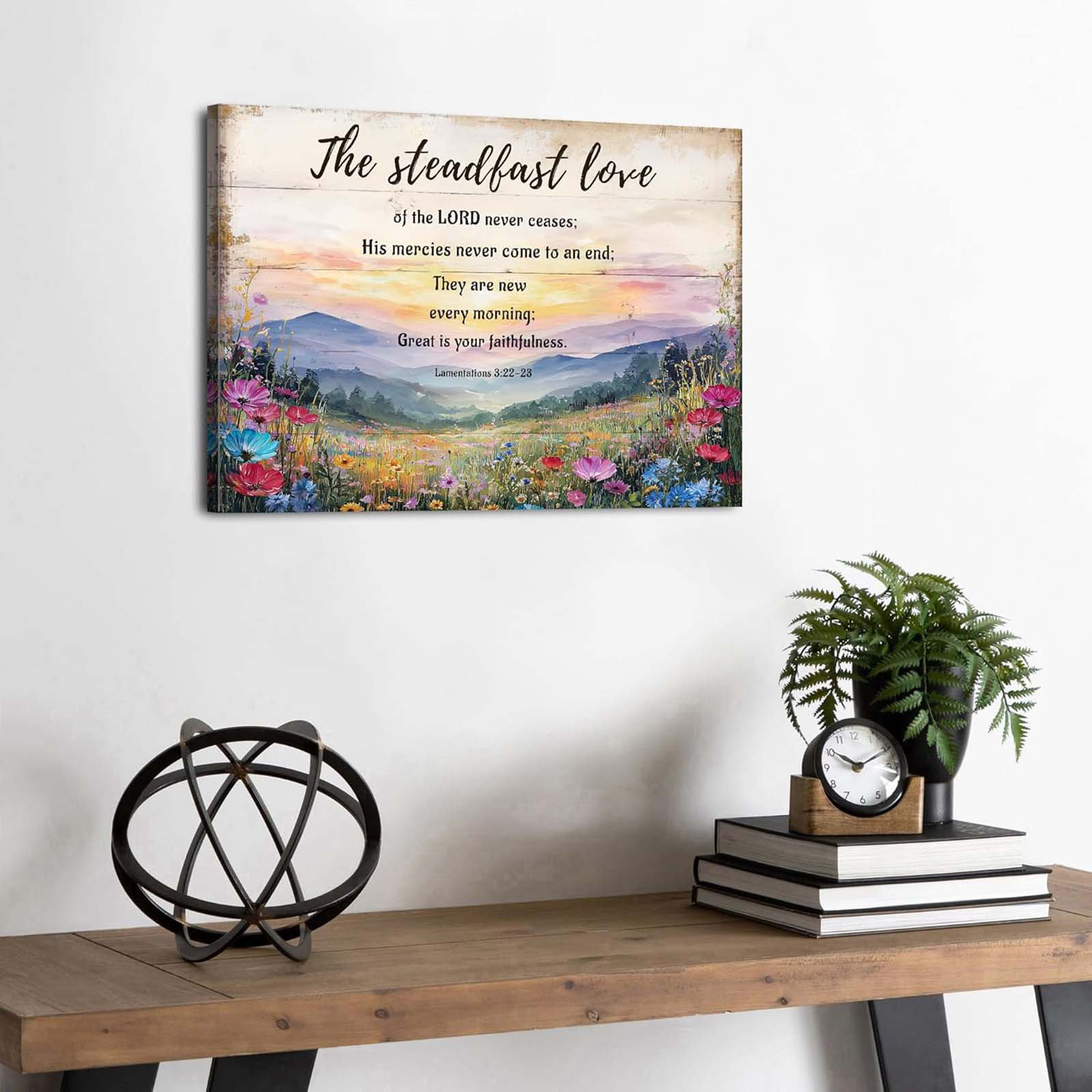 August Grove Christian Scripture Wall Art Lamentations 3:22-23 Floral ...