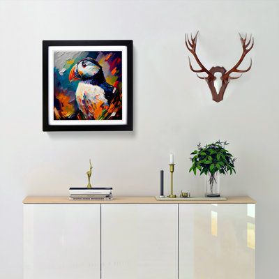 Puffin Palette Knife No.1 - Single Picture Frame Print on Wood