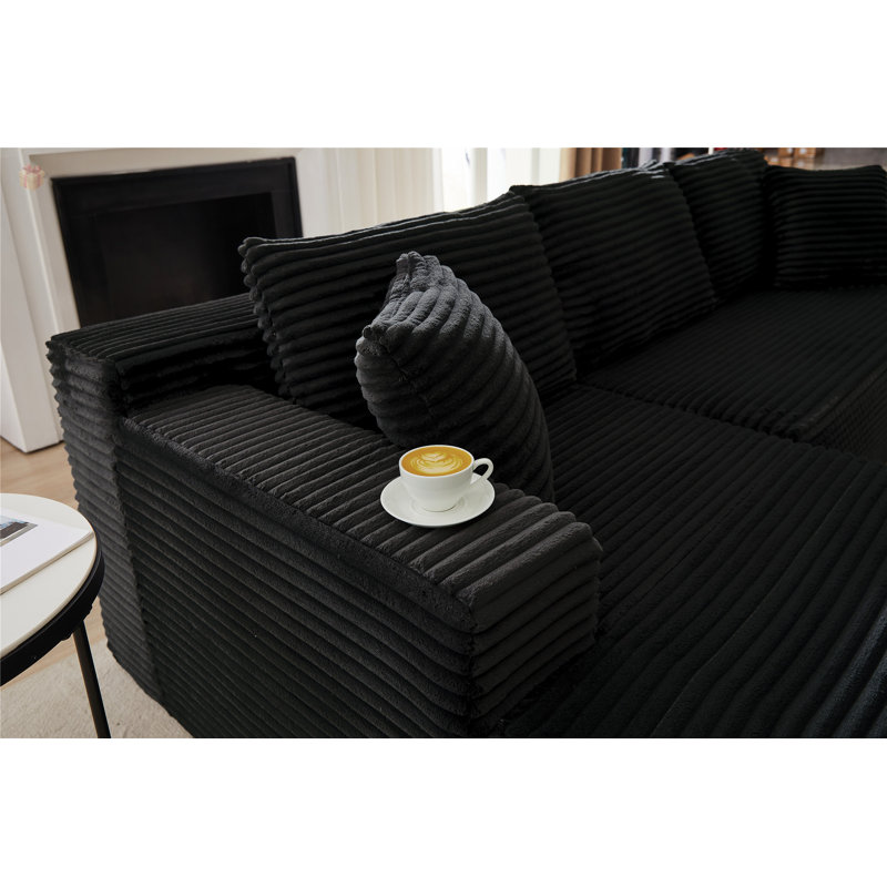Canapé luxueux avec éponge et ressorts ensachés, parfait pour le confort et l'efficacité de l'espace, Noir