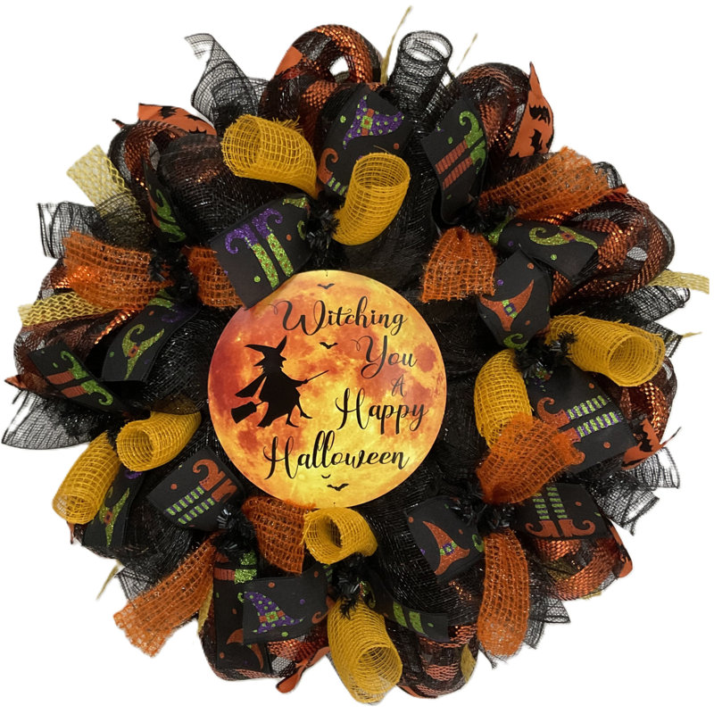 Couronne d'Halloween «Witching You A Happy Halloween», 24 Inch