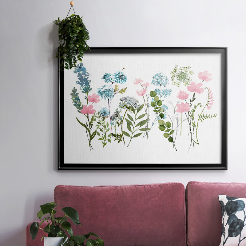 " Spring Meadow ", Black Floater Framed Canvas, 30" H x 44" W x 1.5" D